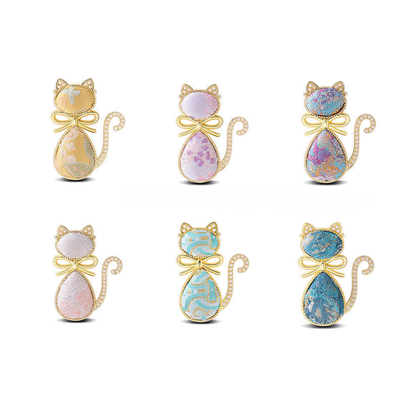 Nimara Ritual Pearl Song Brocade Cat Bow Purity Brooch