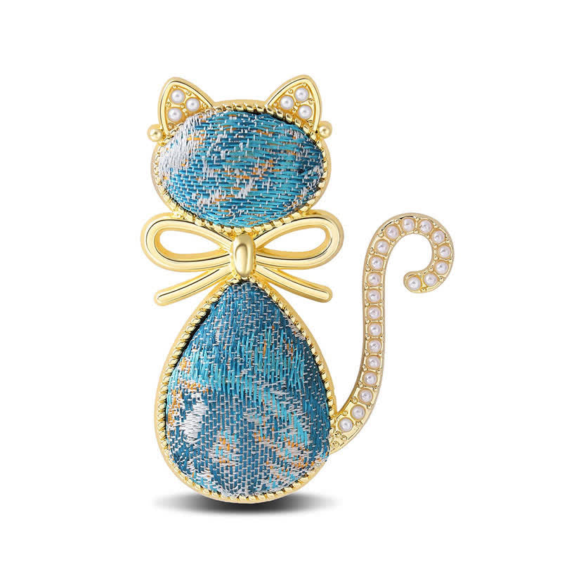 Nimara Ritual Pearl Song Brocade Cat Bow Purity Brooch