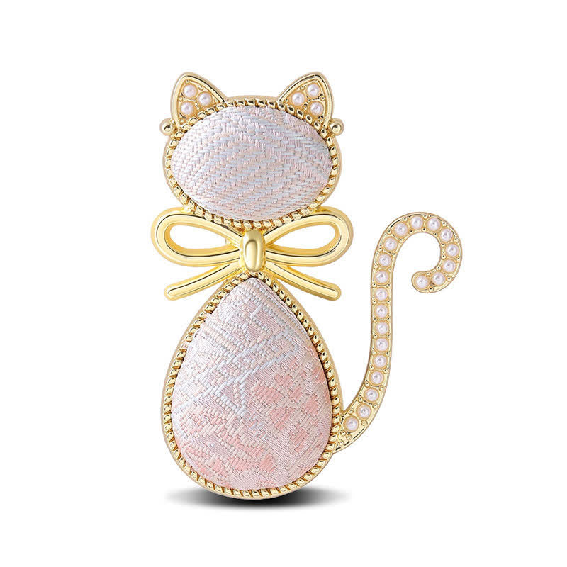 Nimara Ritual Pearl Song Brocade Cat Bow Purity Brooch