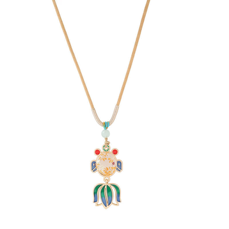 Nimara Ritual Song Brocade Koi Fish Success Enamel Pendant Guofeng Necklace