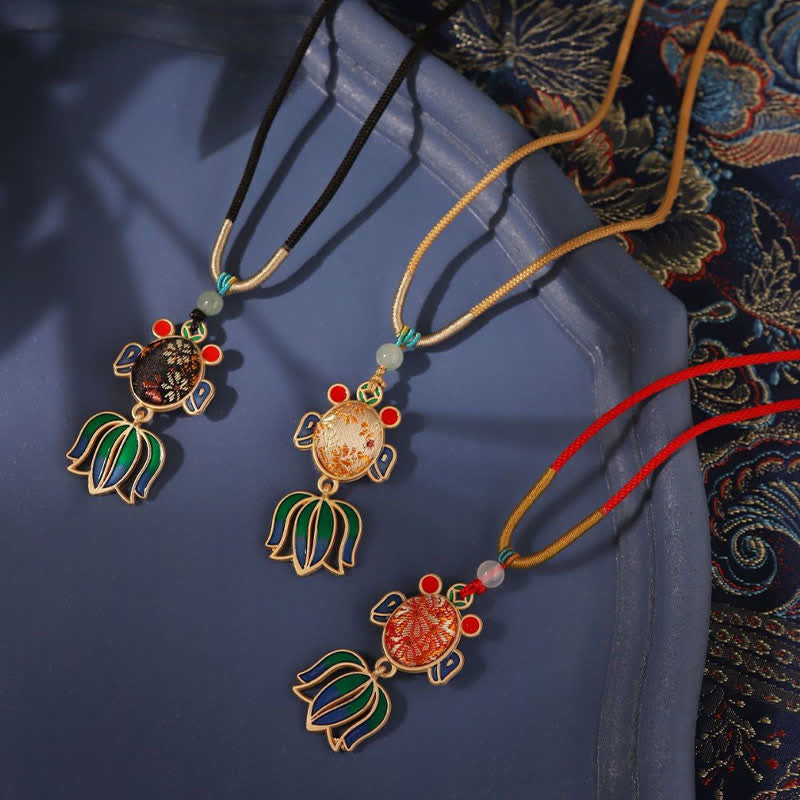 Nimara Ritual Song Brocade Koi Fish Success Enamel Pendant Guofeng Necklace