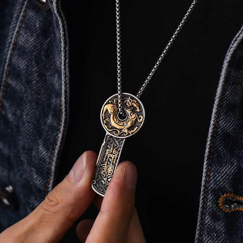 Nimara Ritual Copper Dragon Strength Vintage Coin Pendant Necklace