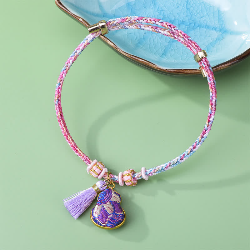 Nimara Ritual Song Brocade Gourd Luck Tassel Braided Bracelet