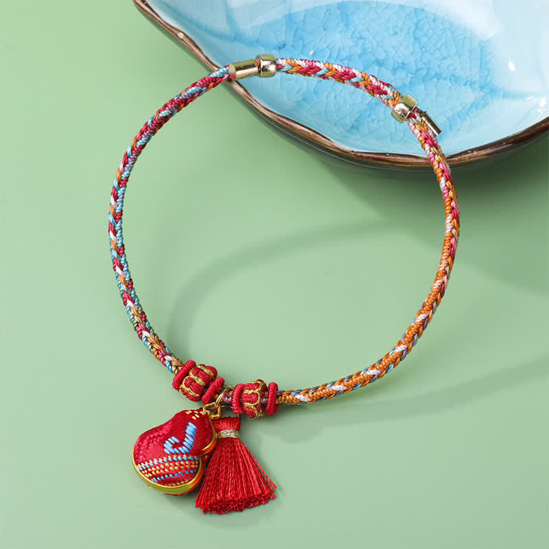 Nimara Ritual Song Brocade Gourd Luck Tassel Braided Bracelet