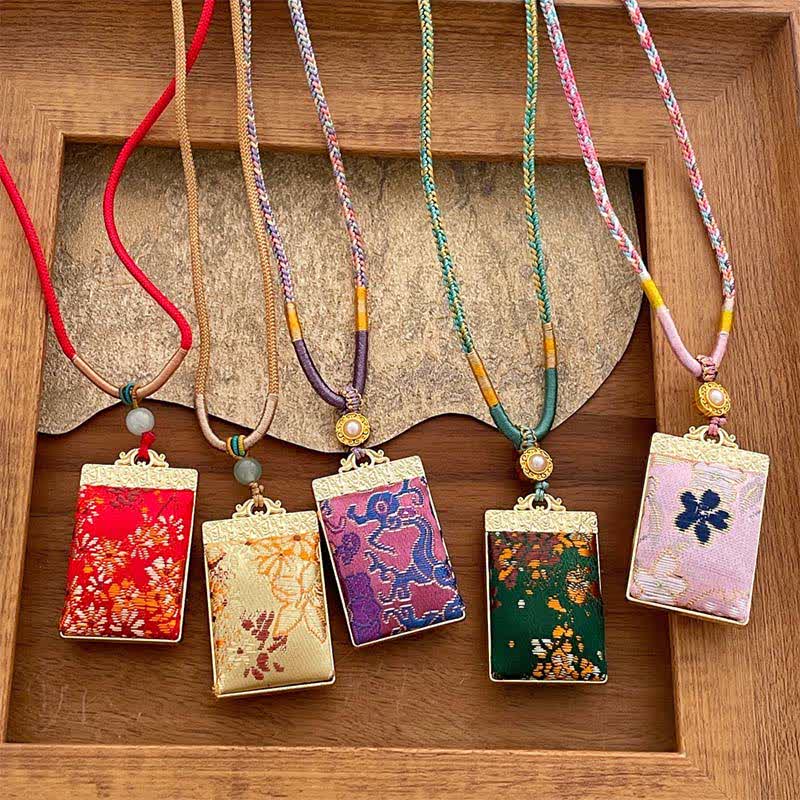 Nimara Ritual Song Brocade Floral Pattern Harmony Braided Rectangle Necklace