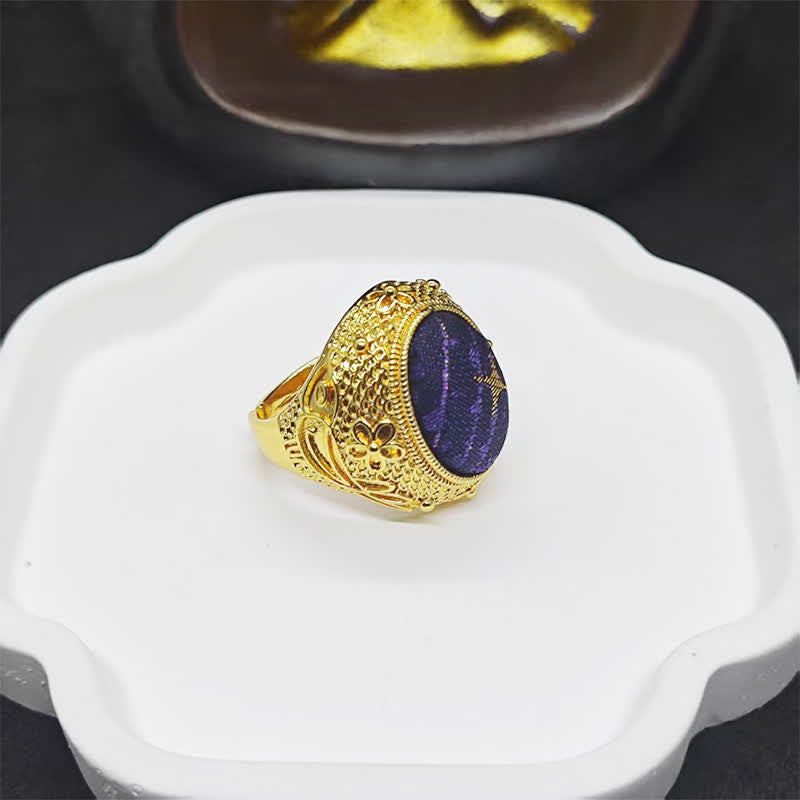 Nimara Ritual Song Brocade Prosperity Pigeon egg Oval Adjustable Chinese Style Ring