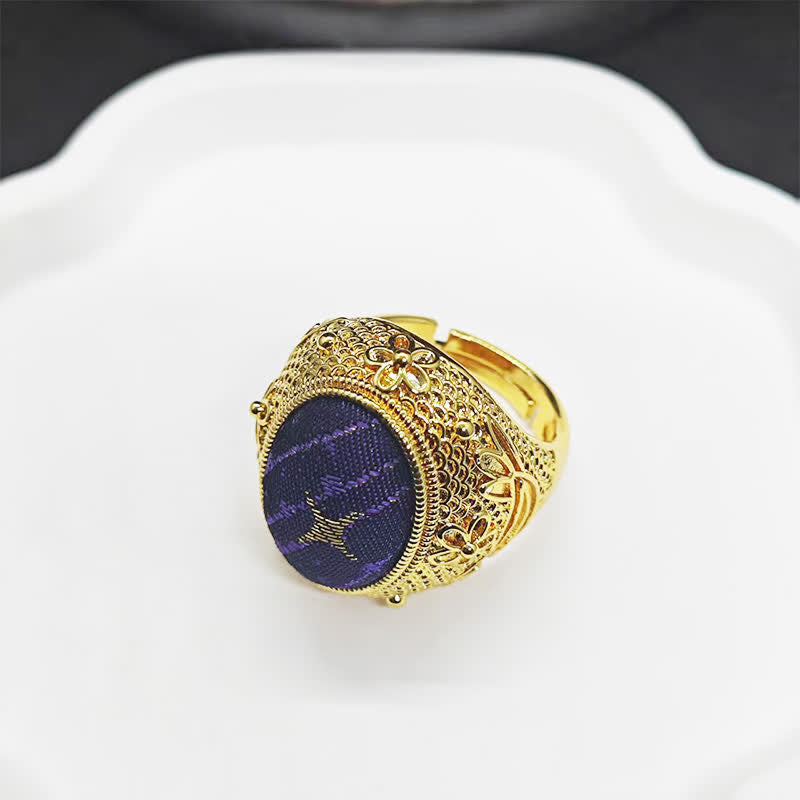 Nimara Ritual Song Brocade Prosperity Pigeon egg Oval Adjustable Chinese Style Ring