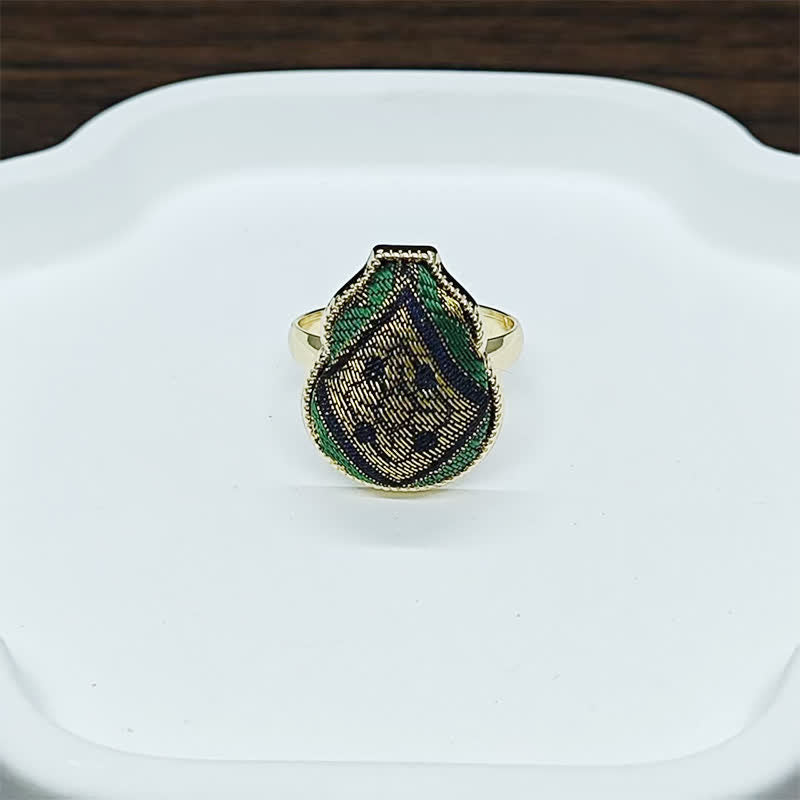 Nimara Ritual Song Brocade Gourd Shaped Blessing Adjustable Vintage Chinese Style Ring