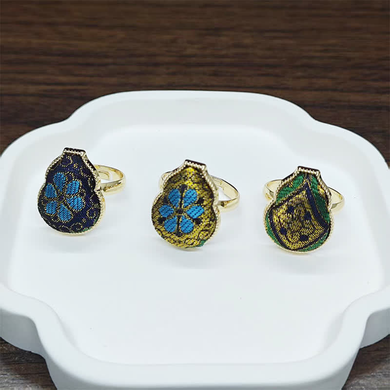 Nimara Ritual Song Brocade Gourd Shaped Blessing Adjustable Vintage Chinese Style Ring