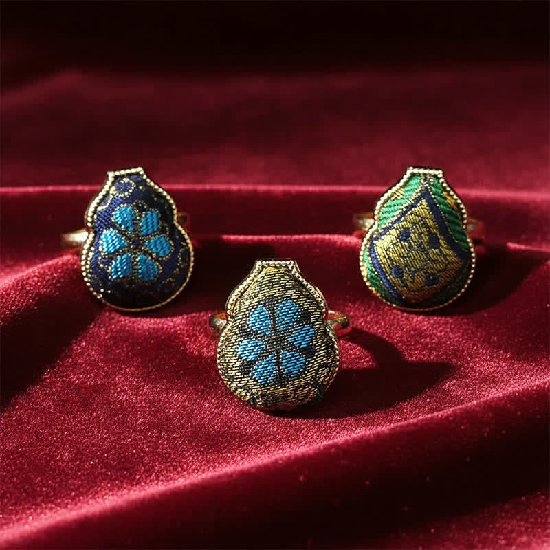 Nimara Ritual Song Brocade Gourd Shaped Blessing Adjustable Vintage Chinese Style Ring