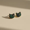 Nimara Ritual Handmade Song Brocade Cat Blessing Chinese Vintage Earrings