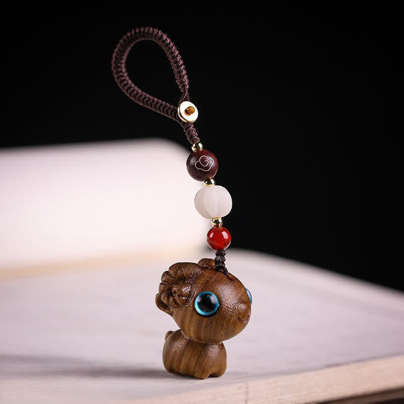 Nimara Ritual Green Sandalwood Sheep Luck Hand Carved Keychains