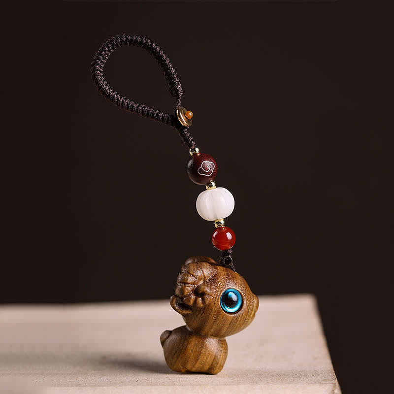 Nimara Ritual Green Sandalwood Sheep Luck Hand Carved Keychains