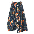 Nimara Ritual Cotton Linen Koi Fish Pattern Women's Elastic Waist Wide Leg Pants With Pockets