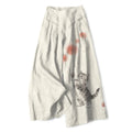 Nimara Ritual Cotton Linen Watercolor Cat Floral Pattern Women's Elastic Waist Wide Leg Pants With Pockets