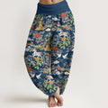 Nimara Ritual Cotton Horse Bird Landscape Floral Pattern Women's Elastic Waist Harem Pants