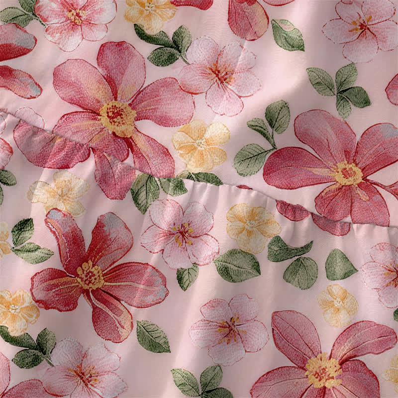 Nimara Ritual Summer Casual Large Petals Leaves Pattern Women's Summer Sleeveless Midi Dress With Pockets
