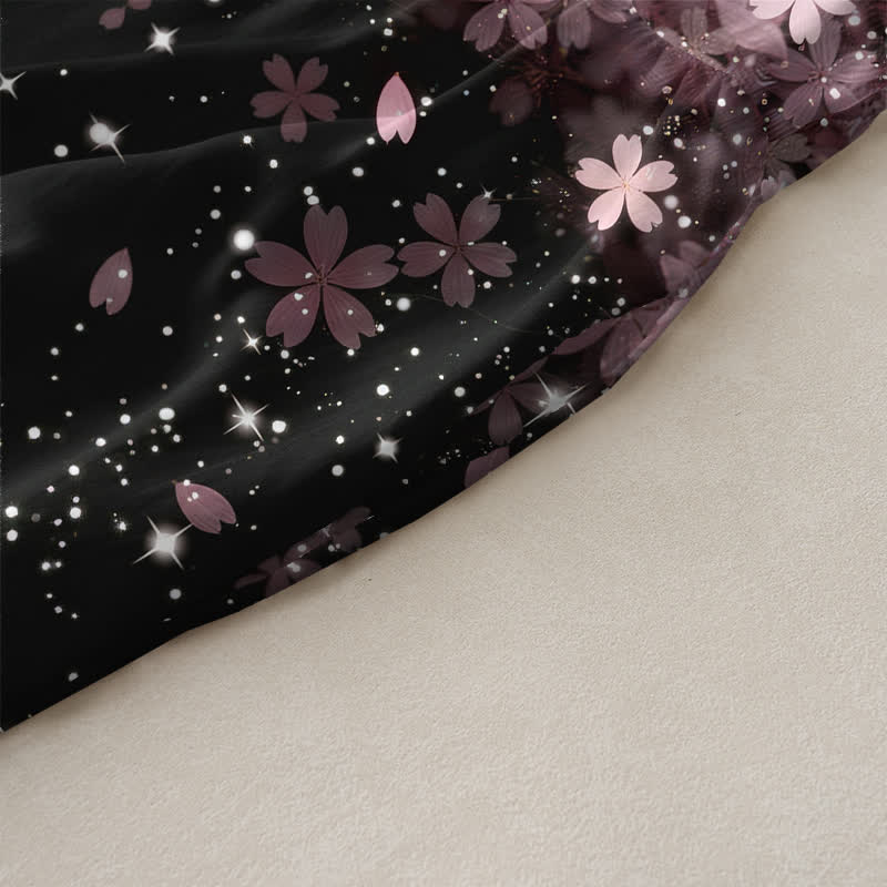 Nimara Ritual Summer Casual Cherry Blossom Starlight Pattern Women's Summer Sleeveless Midi Dress With Pockets