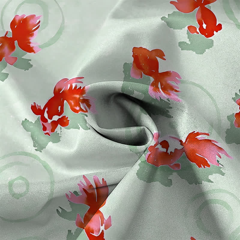 Nimara Ritual Red Koi Fish Ripple Pattern Buttons Wrinkle-resistant Men's Short Sleeve Shirt