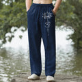 Nimara Ritual Cotton Lotus Om Pattern Men's Tapered Pants With Pockets