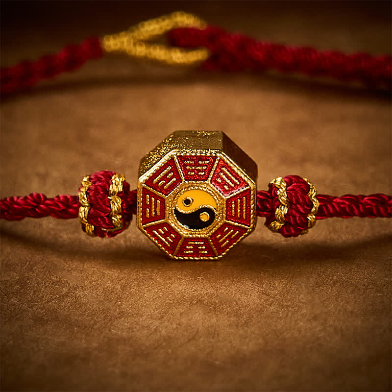 Nimara Ritual Braided Red String Bagua Chinese Coin Protection Adjustable Bracelet