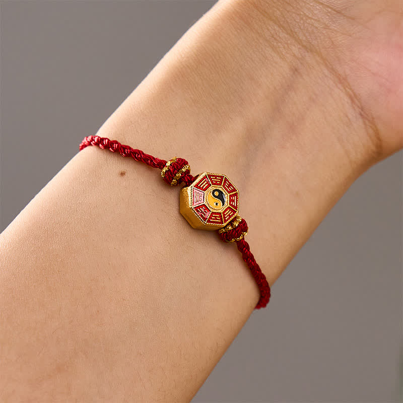 Nimara Ritual Braided Red String Bagua Chinese Coin Protection Adjustable Bracelet