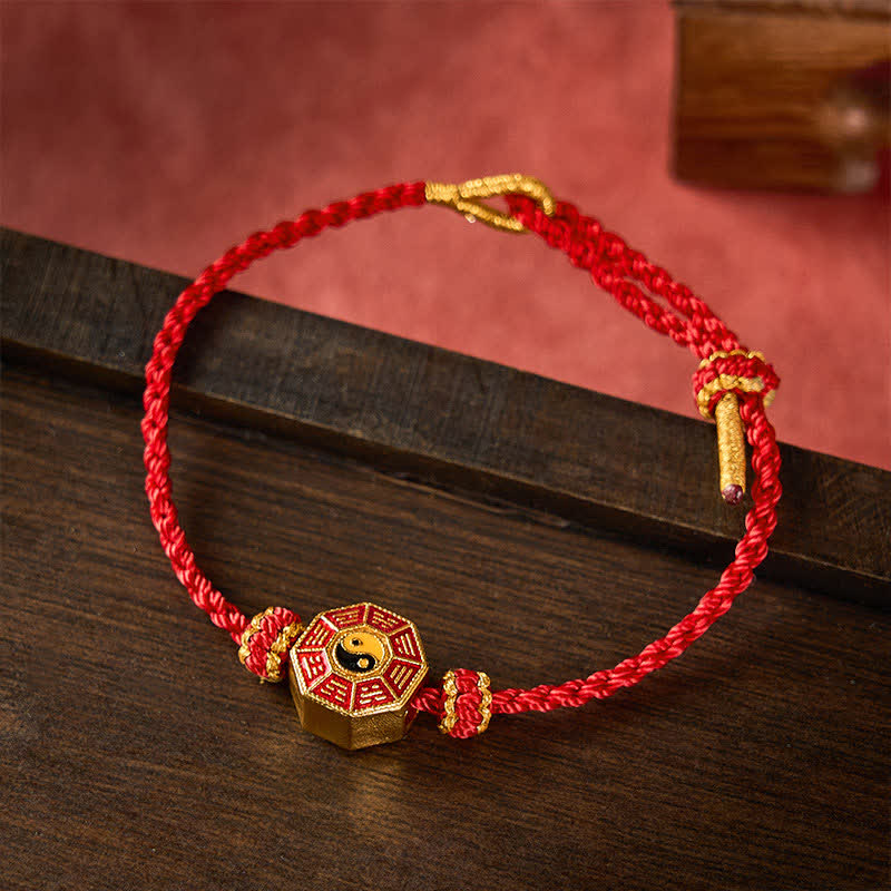 Nimara Ritual Braided Red String Bagua Chinese Coin Protection Adjustable Bracelet