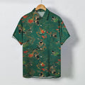 Nimara Ritual Koi Fish Wave Clouds Pattern Buttons Breathable Men's Short Sleeve Shirt