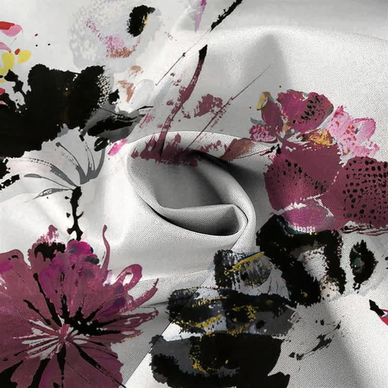 Nimara Ritual Watercolor Floral Pattern Buttons Breathable Men's Short Sleeve Shirt