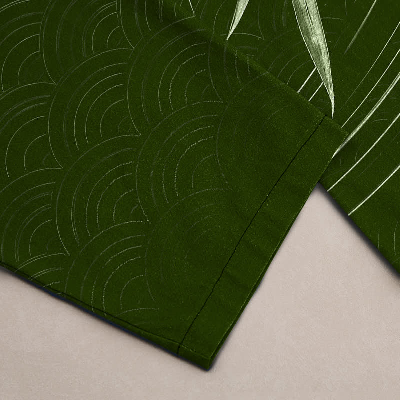 Nimara Ritual Cotton Bamboo Leaf Pattern Men's Tapered Pants With Pockets