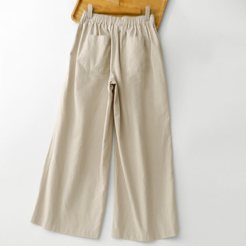 Nimara Ritual Spring Summer Casual Minimalist Solid Cropped Pants Women's Wide Leg Pants With Pockets