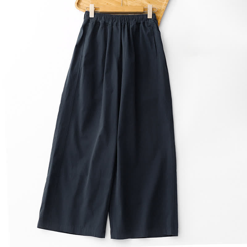Nimara Ritual Spring Summer Casual Minimalist Solid Cropped Pants Women's Wide Leg Pants With Pockets