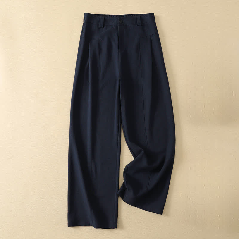 Nimara Ritual Spring Summer Minimalist Elegant Button Zipper Design Solid Cotton Long Pants Women's Straight Leg Pants With Pocket