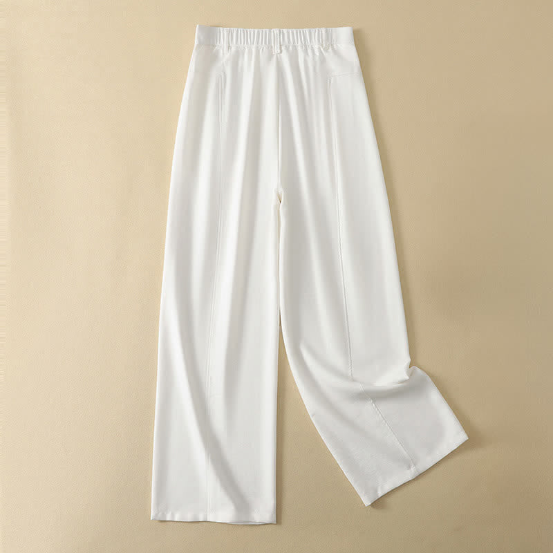Nimara Ritual Spring Summer Minimalist Elegant Button Zipper Design Solid Cotton Long Pants Women's Straight Leg Pants With Pocket