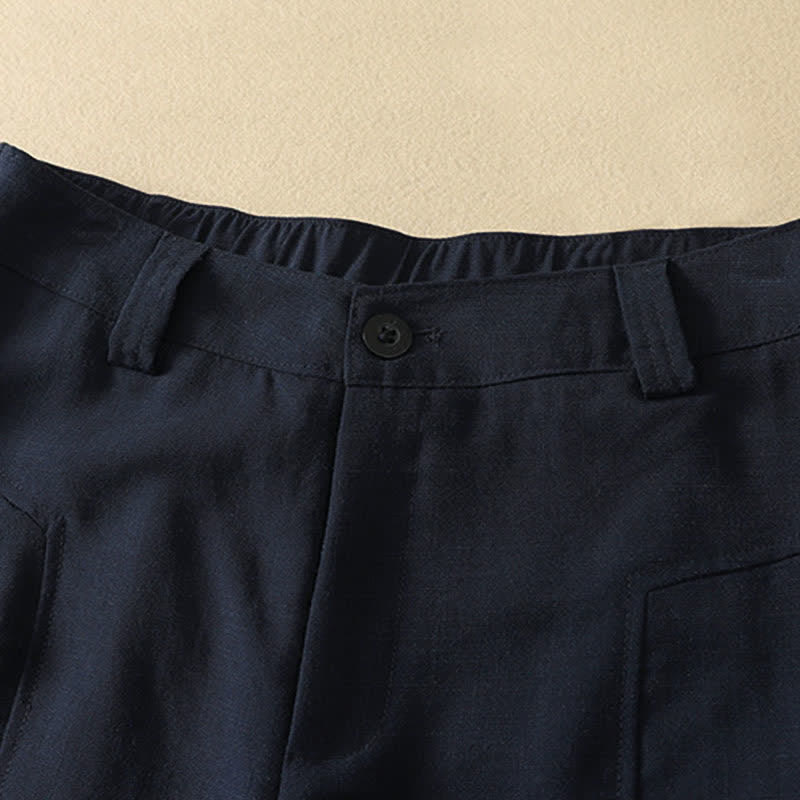 Nimara Ritual Spring Summer Minimalist Elegant Button Zipper Design Solid Cotton Long Pants Women's Straight Leg Pants With Pocket