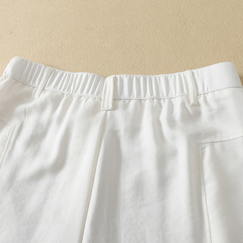 Nimara Ritual Spring Summer Minimalist Elegant Button Zipper Design Solid Cotton Long Pants Women's Straight Leg Pants With Pocket