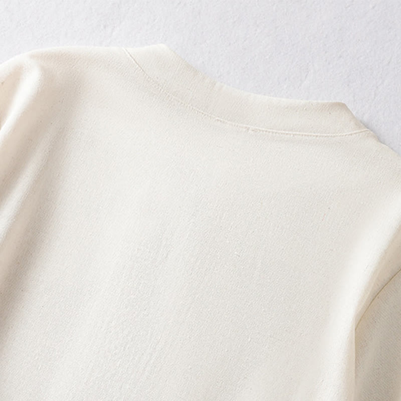 Nimara Ritual Summer Tang Style Frog Button Embroidery Vines Solid Women's Short Sleeve Shirts