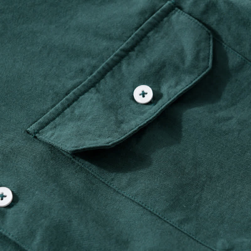 Nimara Ritual Summer Casual Classic Button-Up Solid Cotton Men's Short Sleeve Shirts With Patch Pockets