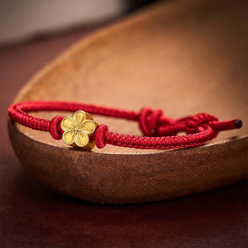 Nimara Ritual Hand-Woven Red String Small Peach Blossom Luck Braided Cord Bracelet