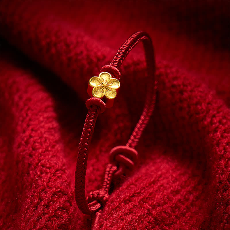 Nimara Ritual Hand-Woven Red String Small Peach Blossom Luck Braided Cord Bracelet
