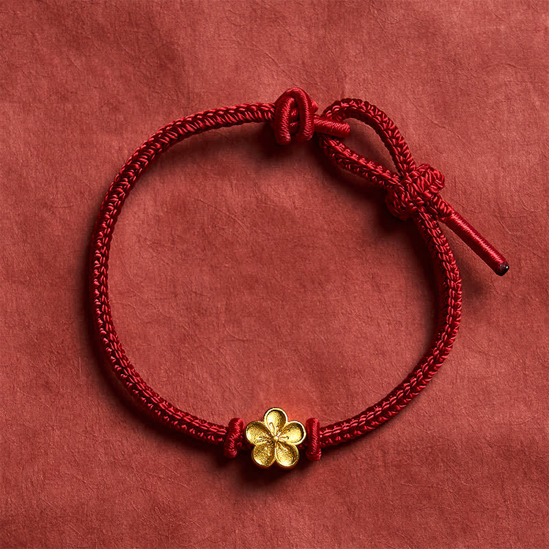 Nimara Ritual Hand-Woven Red String Small Peach Blossom Luck Braided Cord Bracelet