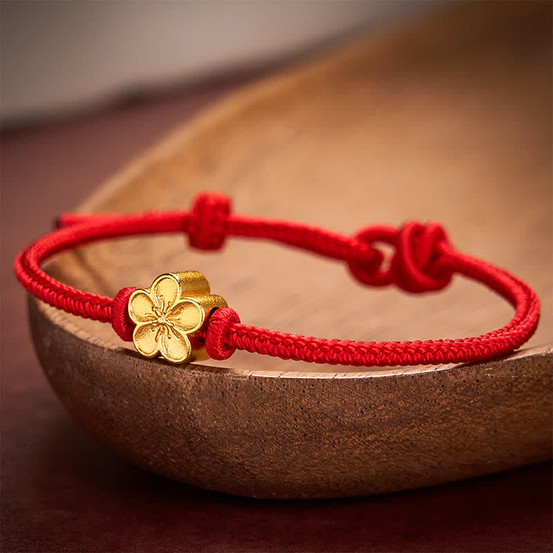 Nimara Ritual Hand-Woven Red String Small Peach Blossom Luck Braided Cord Bracelet