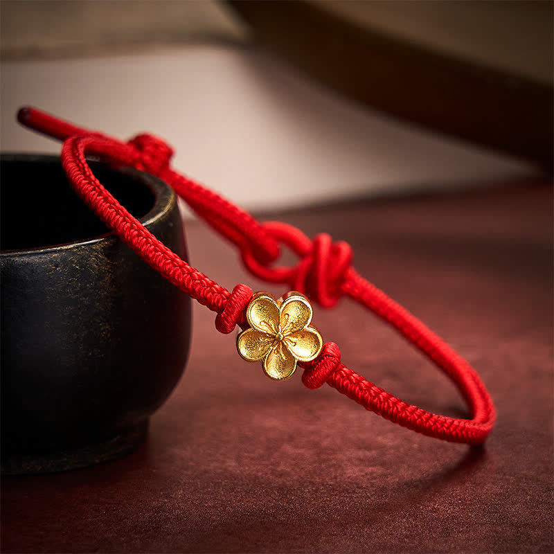 Nimara Ritual Hand-Woven Red String Small Peach Blossom Luck Braided Cord Bracelet