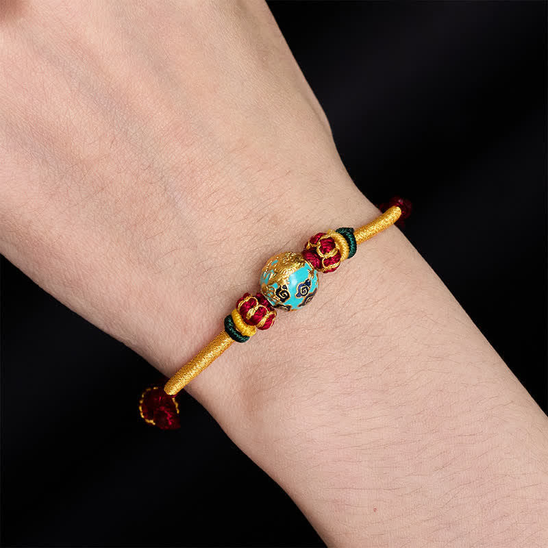 Nimara Ritual Copper Dragon Bead Red String Strength Braided Bracelet