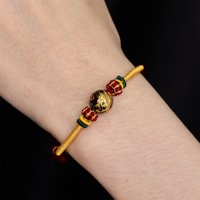Nimara Ritual Copper Dragon Bead Red String Strength Braided Bracelet