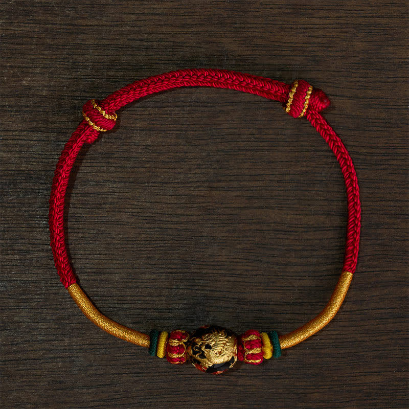 Nimara Ritual Copper Dragon Bead Red String Strength Braided Bracelet