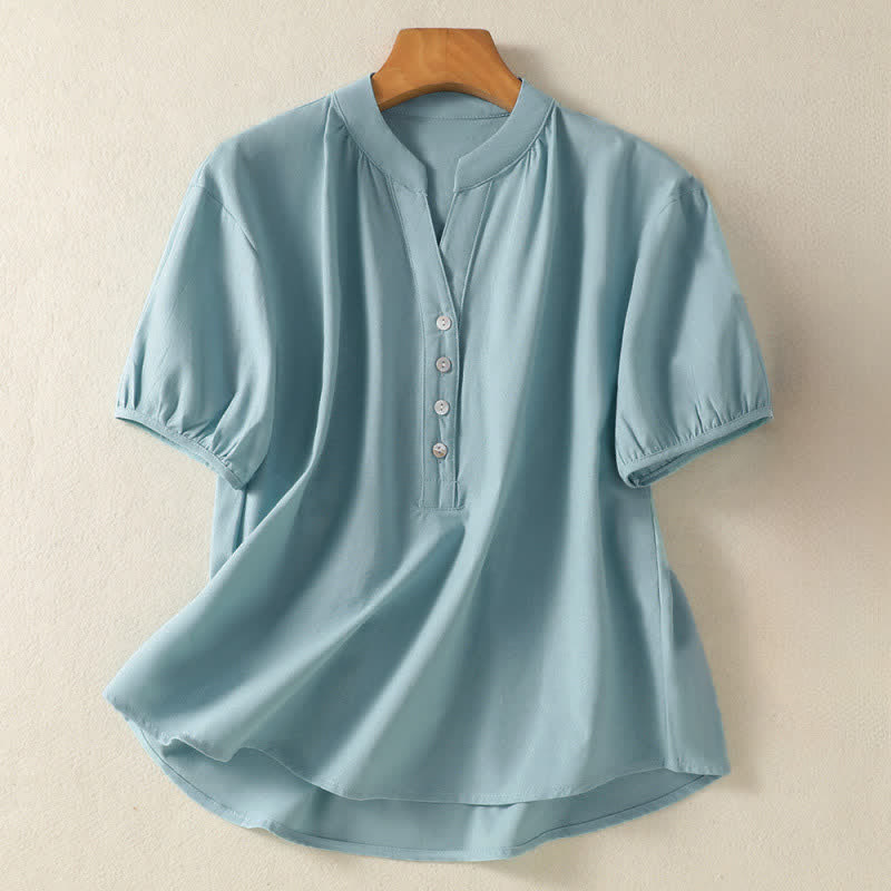 Nimara Ritual Summer Casual Minimalist Button-Up Solid Women's Short Sleeve Shirts