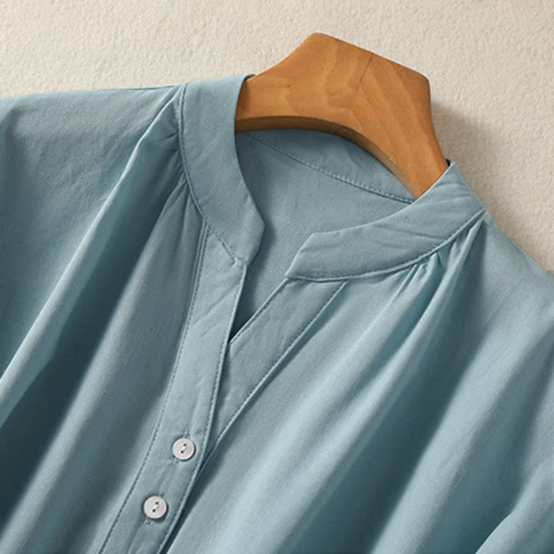 Nimara Ritual Summer Casual Minimalist Button-Up Solid Women's Short Sleeve Shirts