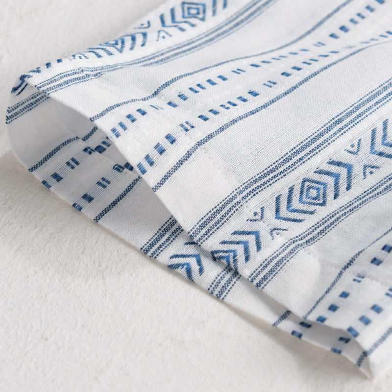 Nimara Ritual Summer Casual Classic Button-Up Striped Men's Short Sleeve Shirts With Patch Pocket