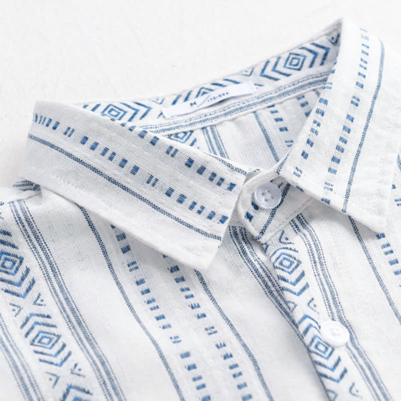 Nimara Ritual Summer Casual Classic Button-Up Striped Men's Short Sleeve Shirts With Patch Pocket